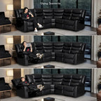 106 cm manuelles modulares Ecksofa mit 1 Konsole und 2 Getränkehaltern, Wohnzimmer/Büro