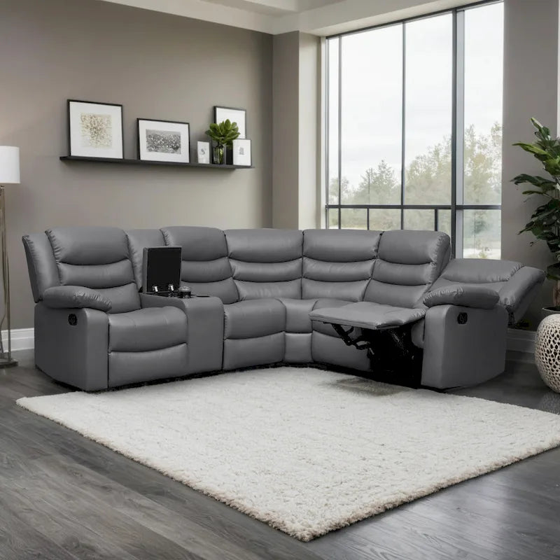 106 cm manuelles modulares Ecksofa mit 1 Konsole und 2 Getränkehaltern, Wohnzimmer/Büro