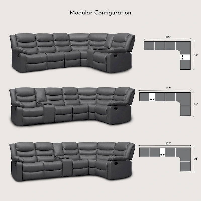 106 cm manuelles modulares Ecksofa mit 1 Konsole und 2 Getränkehaltern, Wohnzimmer/Büro